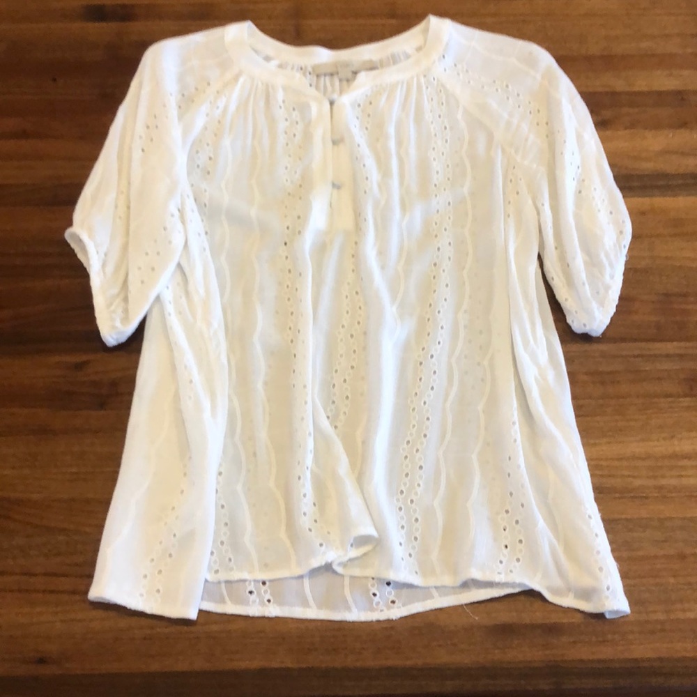 Loft white eyelet top